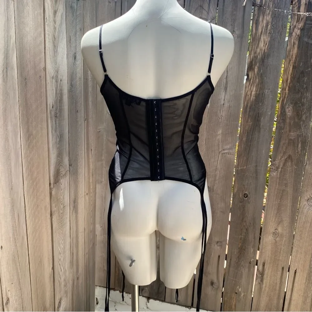 I AM GIA Black Sheer Lace CORSET top size medium